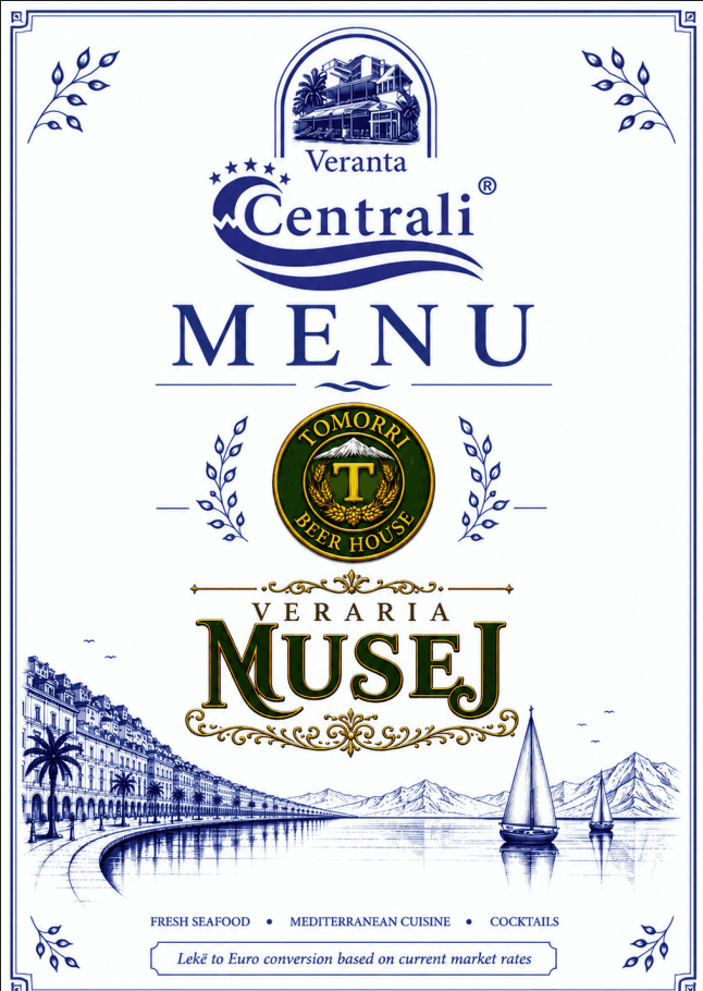 Menyja e ushqimit të restorantit Centrali